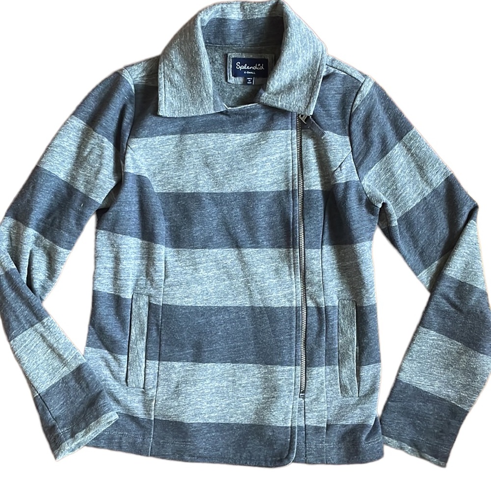 Splendid Heather Gray Striped Moto Jacket